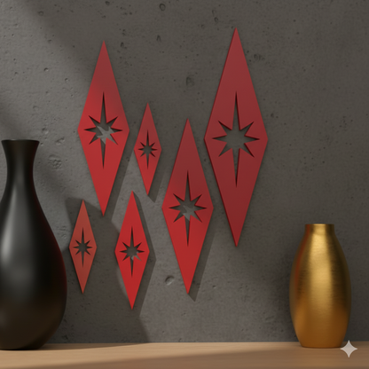 Mini Mid-Century Modern Diamonds Wall Decor Set of 6