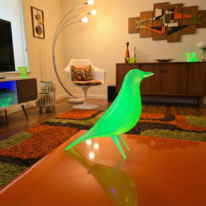 Mid Century Eames Styled Minimalist Bird Sculpture Atomic Emerald Green