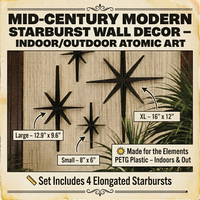 Mid Century Modern Elongated Starbursts Set of 4