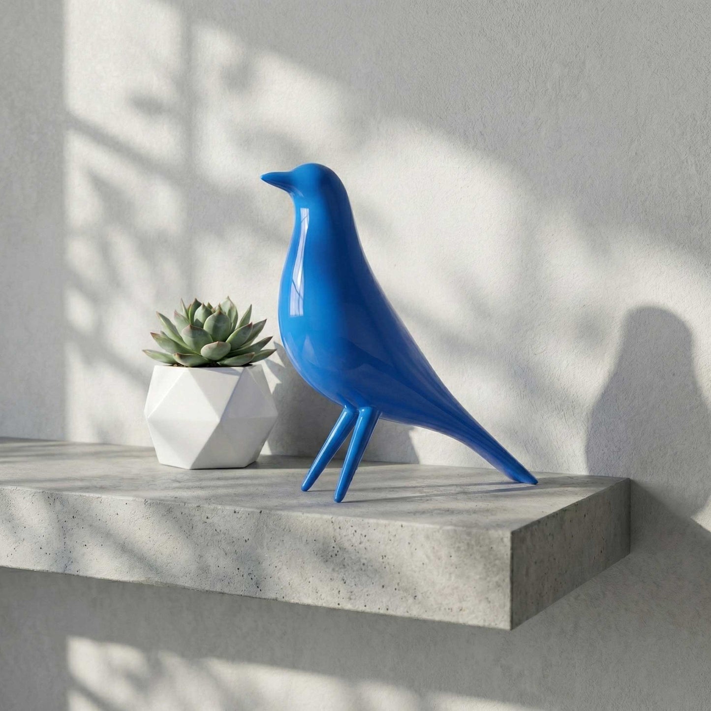 Mid Century Mondern Minimalist Bird Sculpture PlasmaGloss LIQUID COBALT Blue