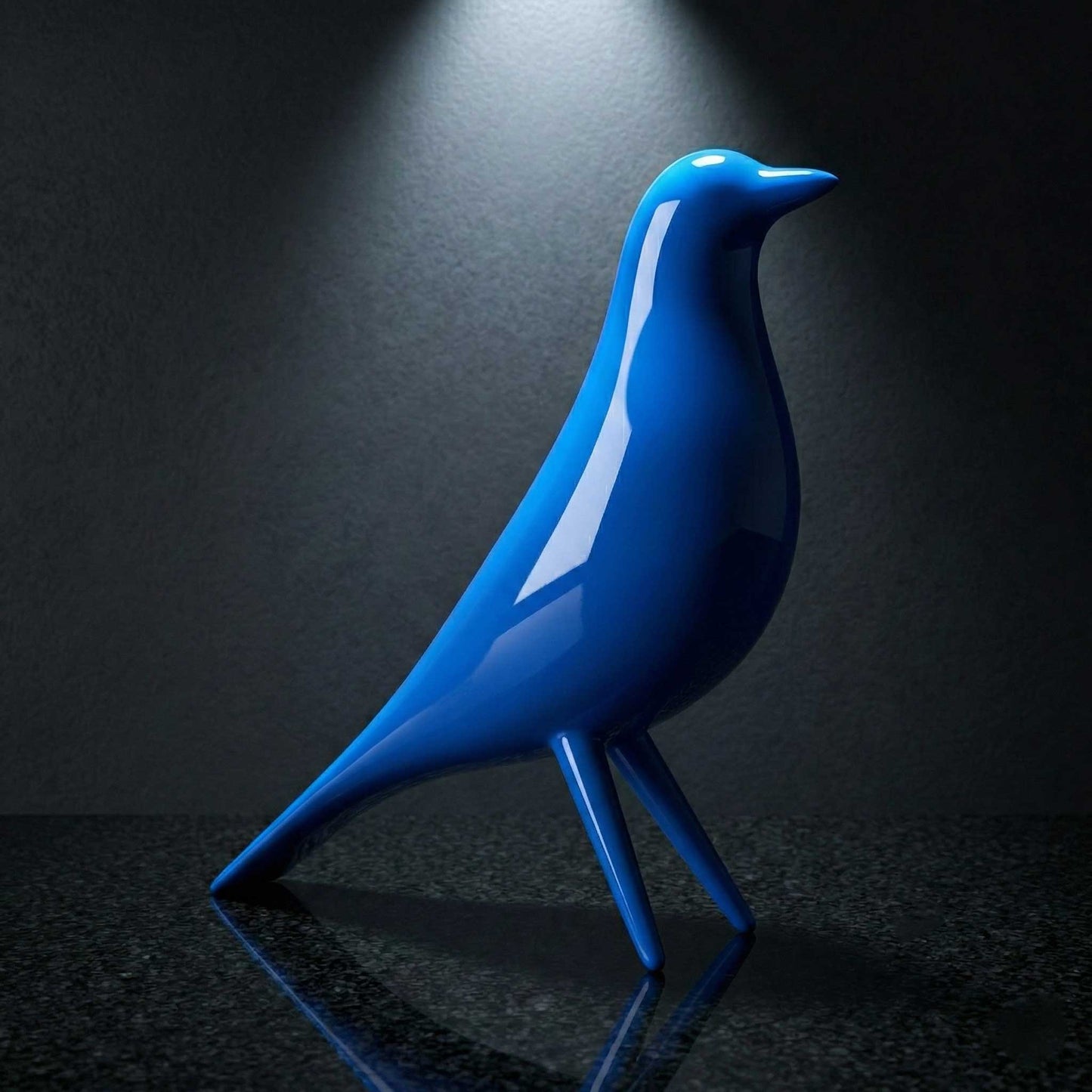 Mid Century Mondern Minimalist Bird Sculpture PlasmaGloss LIQUID COBALT Blue