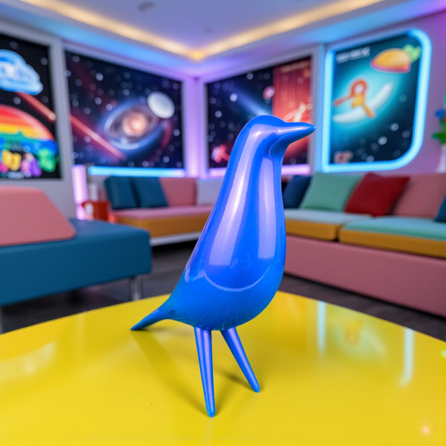 Mid Century Mondern Minimalist Bird Sculpture PlasmaGloss LIQUID COBALT Blue