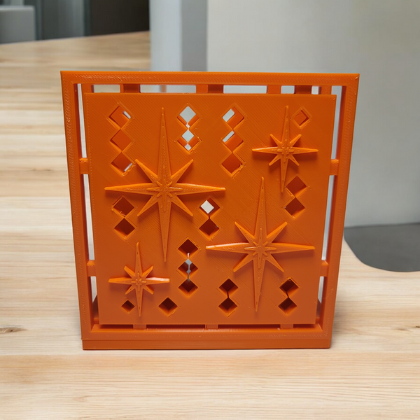 ORANGE Mid Century Modern Retro Style Starbursts Napkin Holder DISCOUNTED