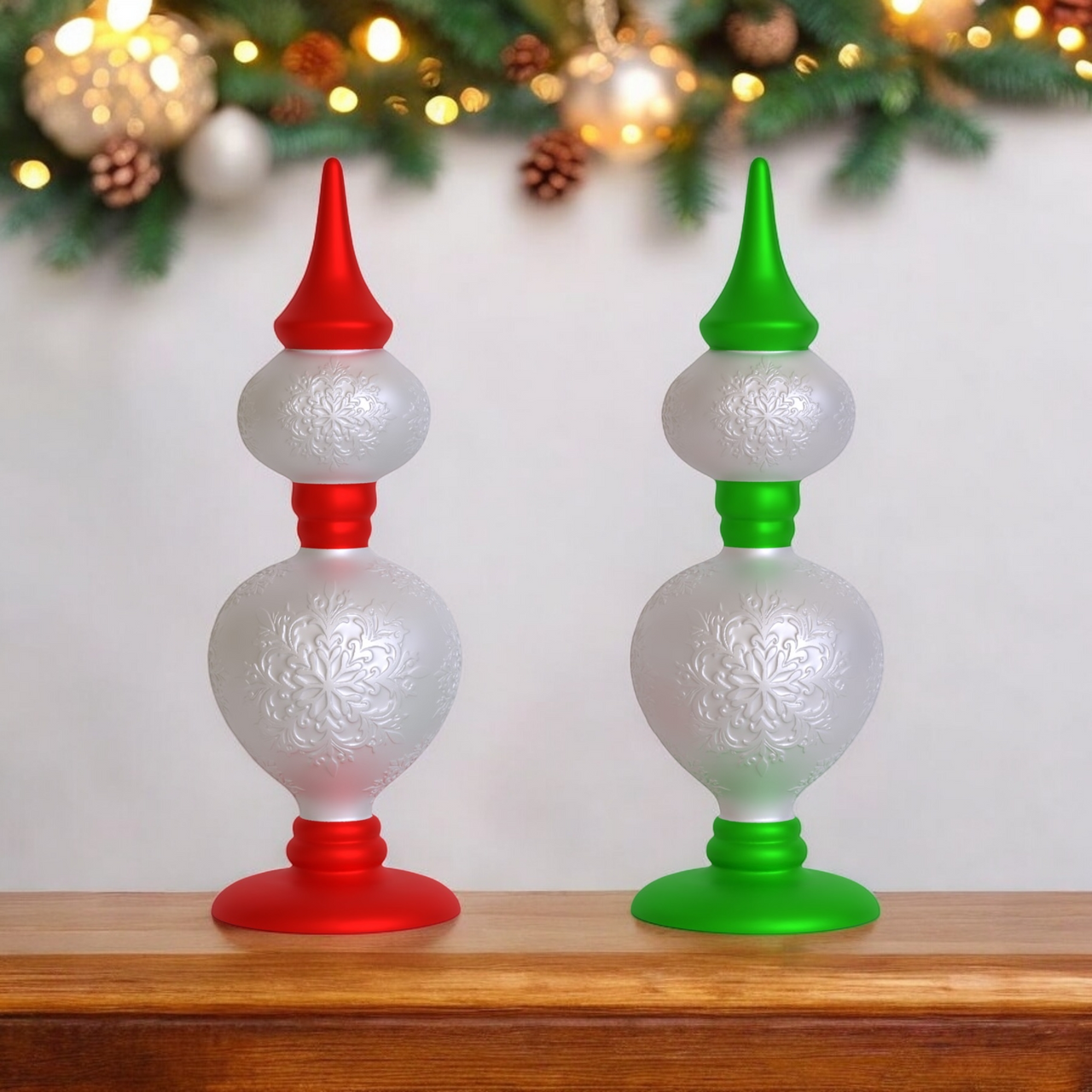 Retro Snowflake Finials Set