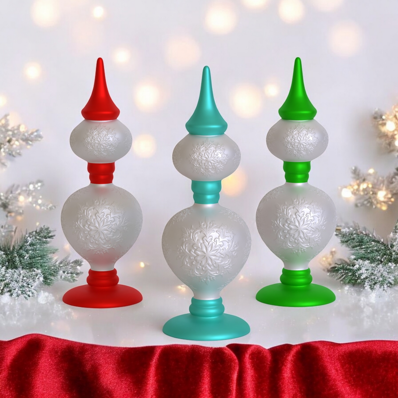 Retro Snowflake Finials Set