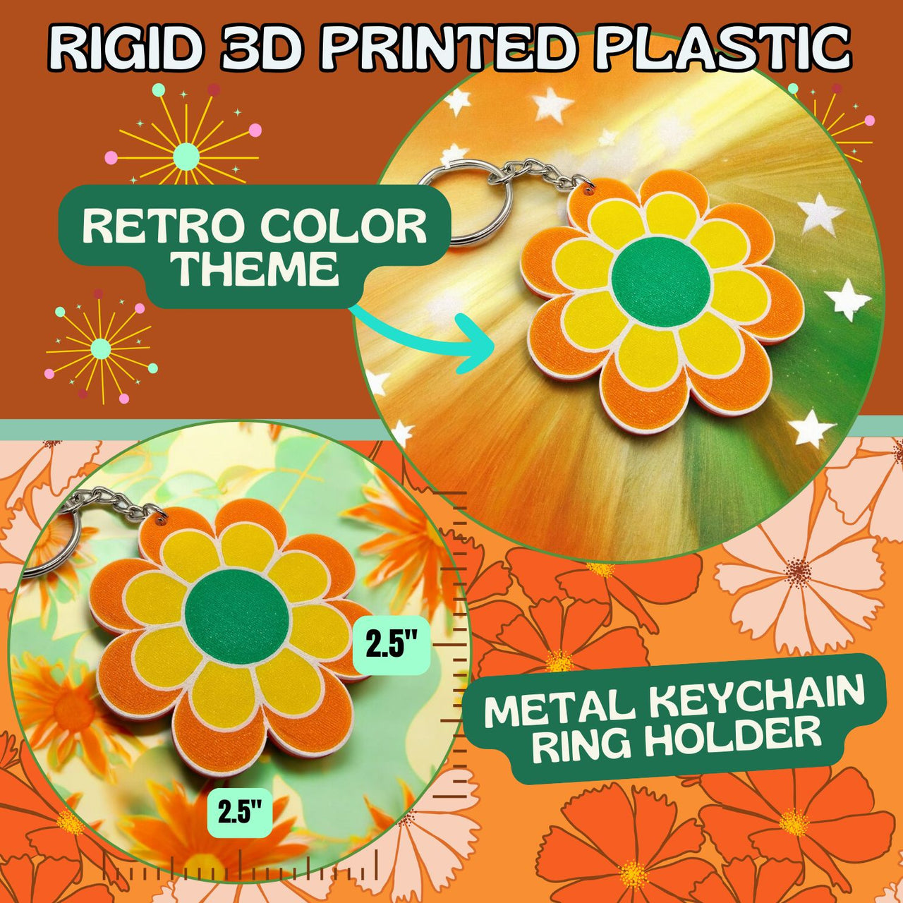 Groovy Flower Power Keychain