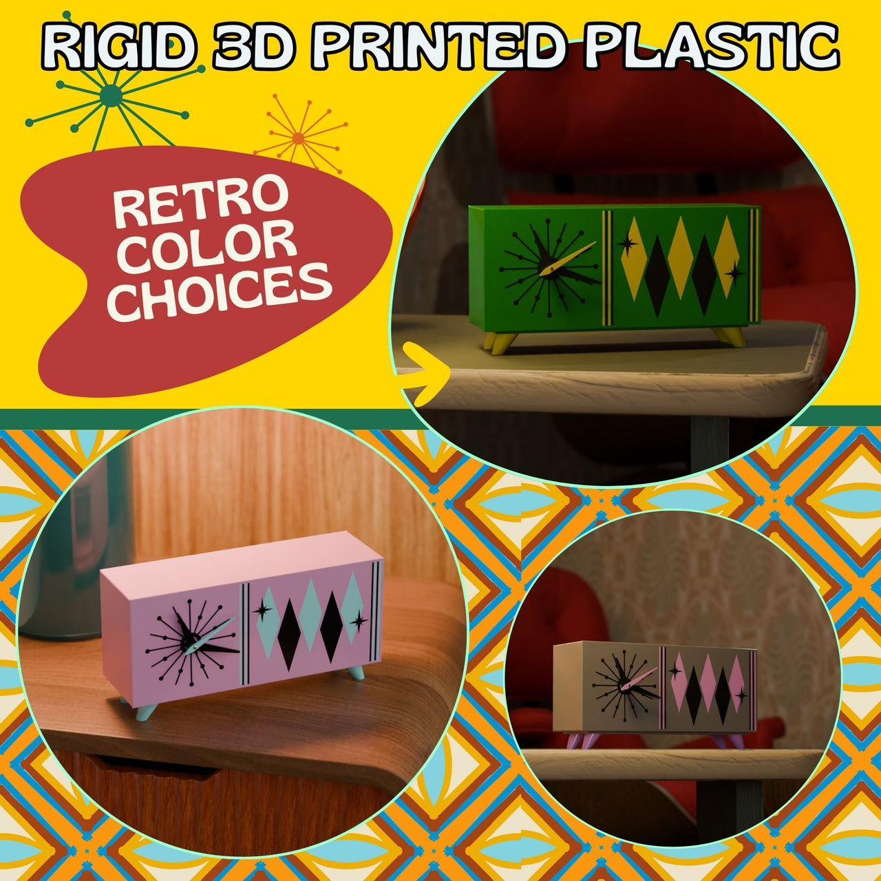 Quadric Diamonds MCM Chrono Clock