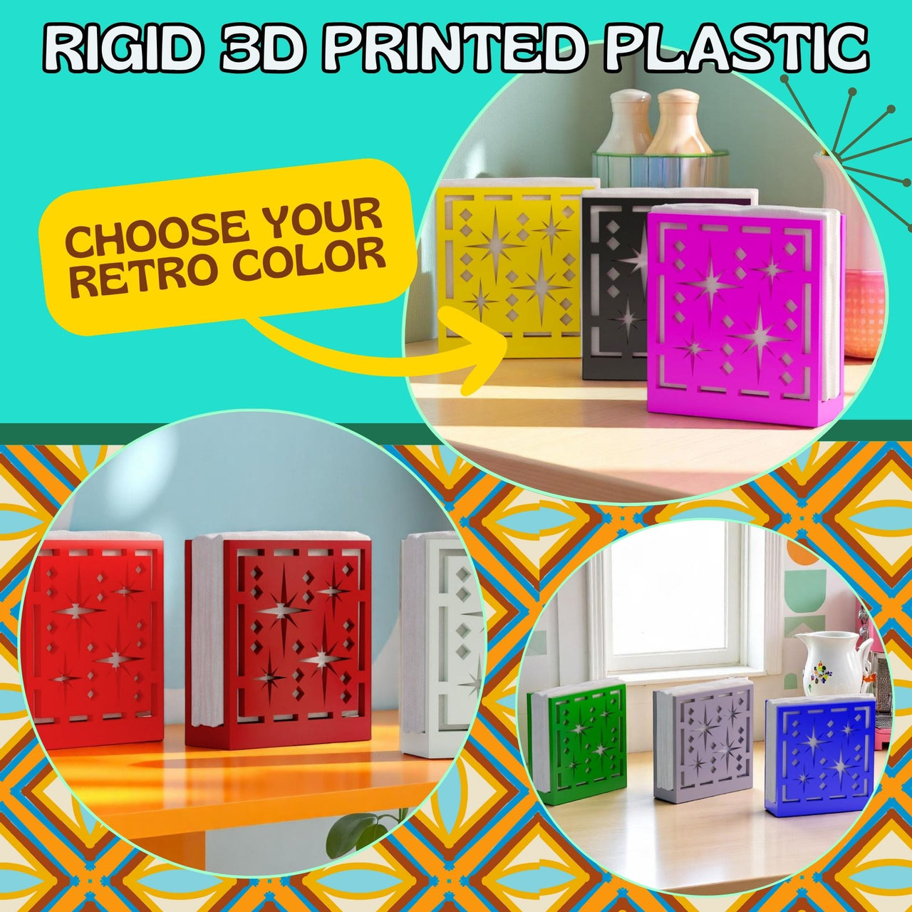 Midcentury Quad Starburst Retro Napkin Holder