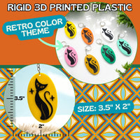 Retro Atomic Cat Oblong Keychain