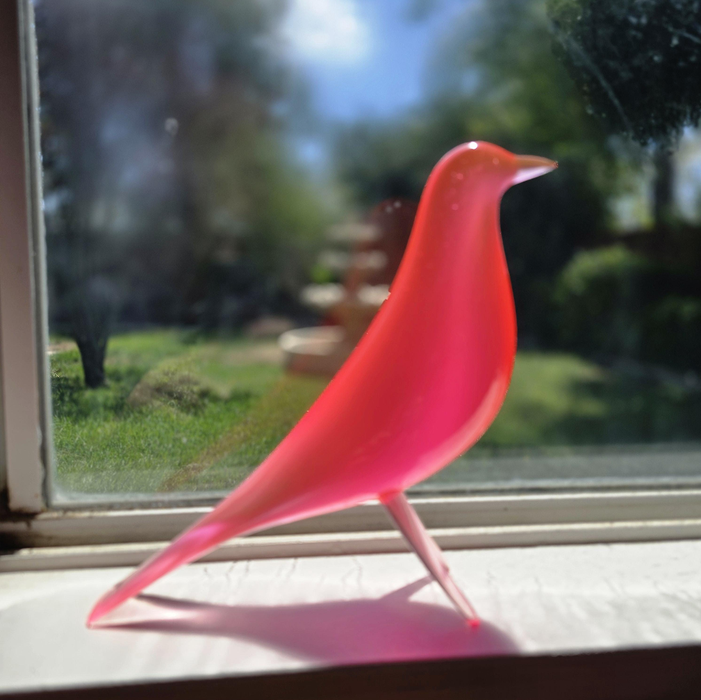 Mid Century Eames Styled Minimalist Bird Sculpture Cosmic Magneta