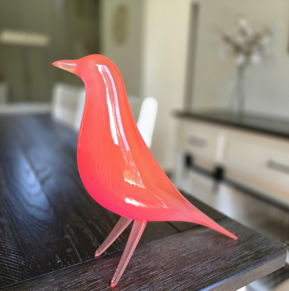 Mid Century Eames Styled Minimalist Bird Sculpture Cosmic Magneta