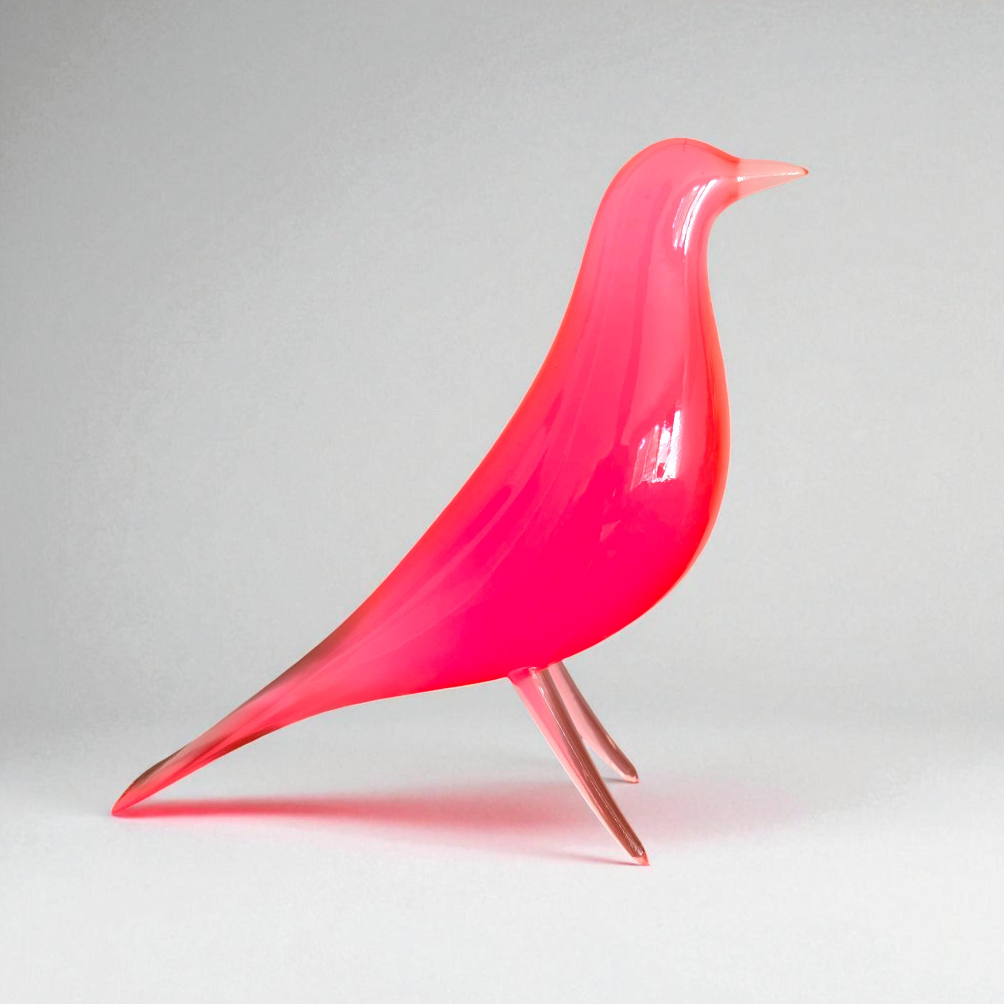 Mid Century Eames Styled Minimalist Bird Sculpture Cosmic Magneta