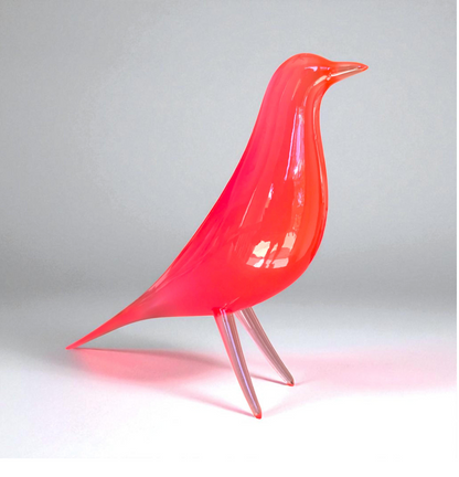 Mid Century Eames Styled Minimalist Bird Sculpture Cosmic Magneta