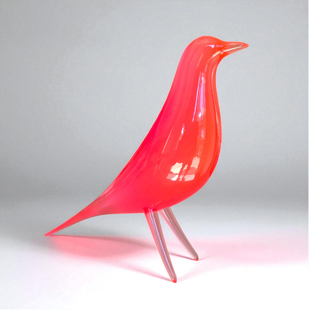 Mid Century Eames Styled Minimalist Bird Sculpture Cosmic Magneta
