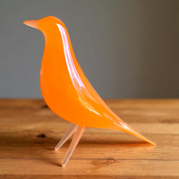 Mid Century Eames Styled Minimalist Bird Sculpture Solar Flare Orange