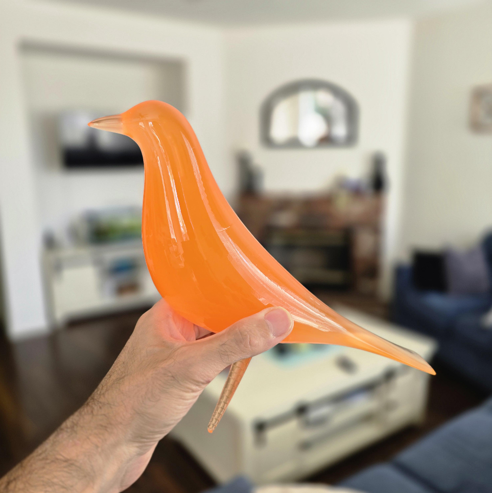 Mid Century Mondern Minimalist Bird Sculpture PLASMAGLOSS Solar Flare Orange