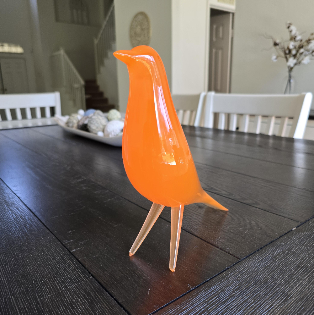 Mid Century Mondern Minimalist Bird Sculpture PLASMAGLOSS Solar Flare Orange