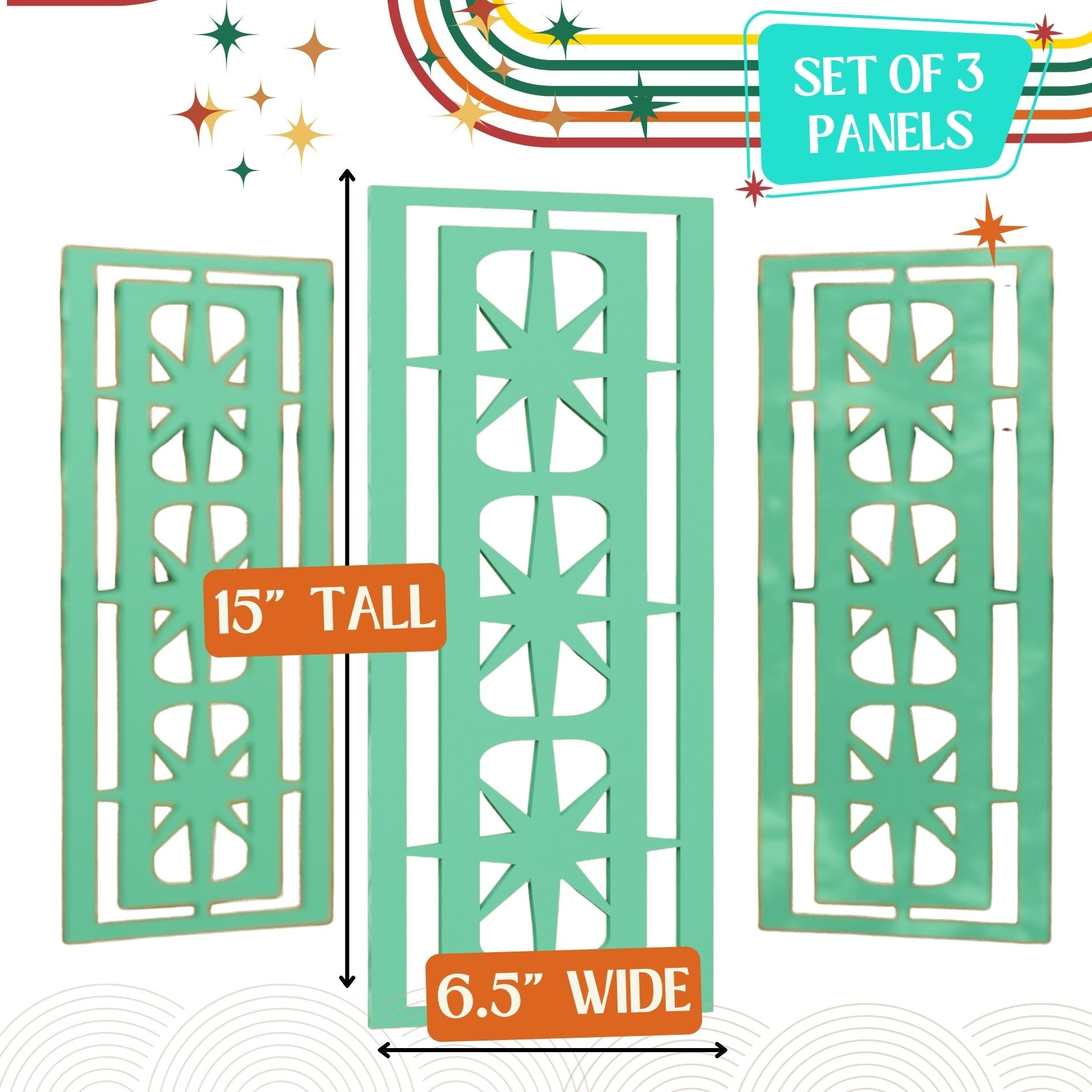 Starlight Ovals Midcentury Modern Wall Panel Set of 3