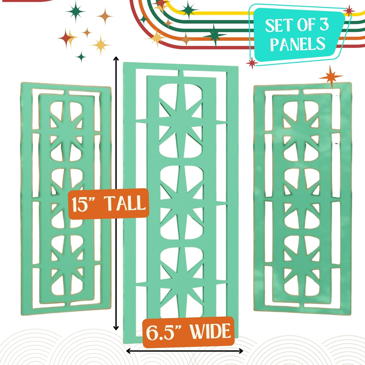 Starlight Ovals Midcentury Modern Wall Panel Set of 3