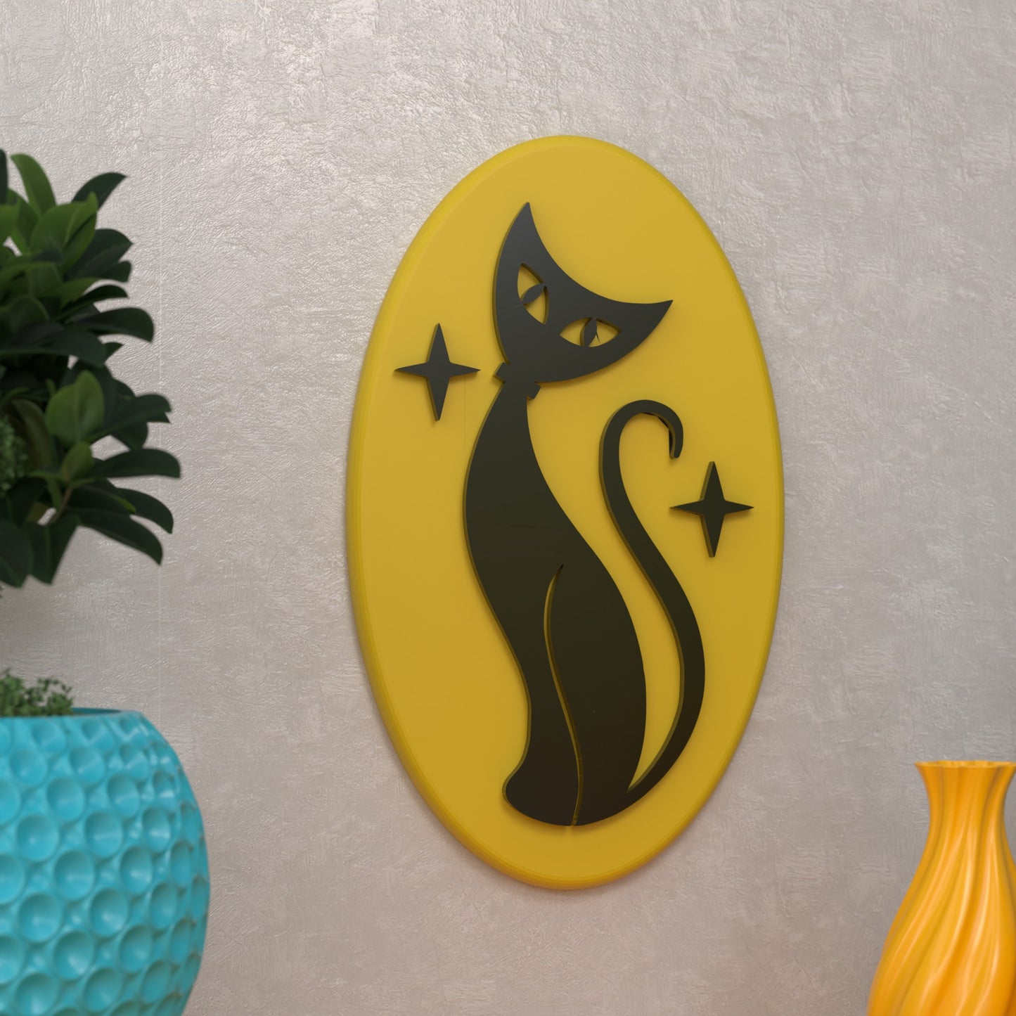 Retro Atomic Cat Wall Plaque
