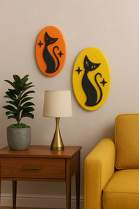 Retro Atomic Cat Wall Plaque
