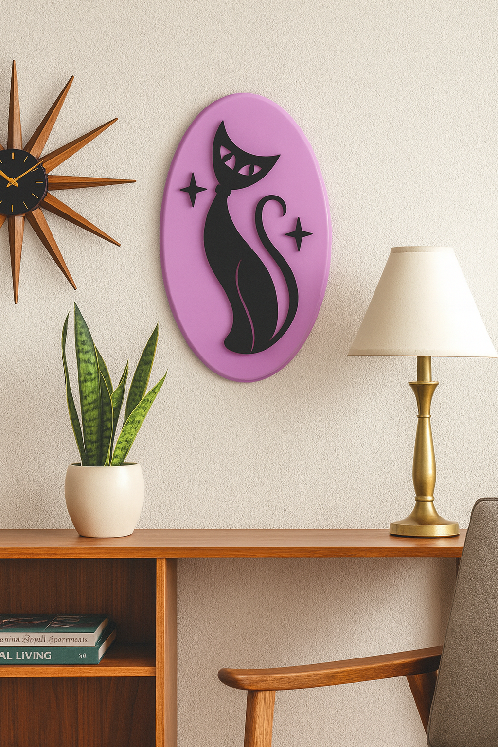 Retro Atomic Cat Wall Plaque