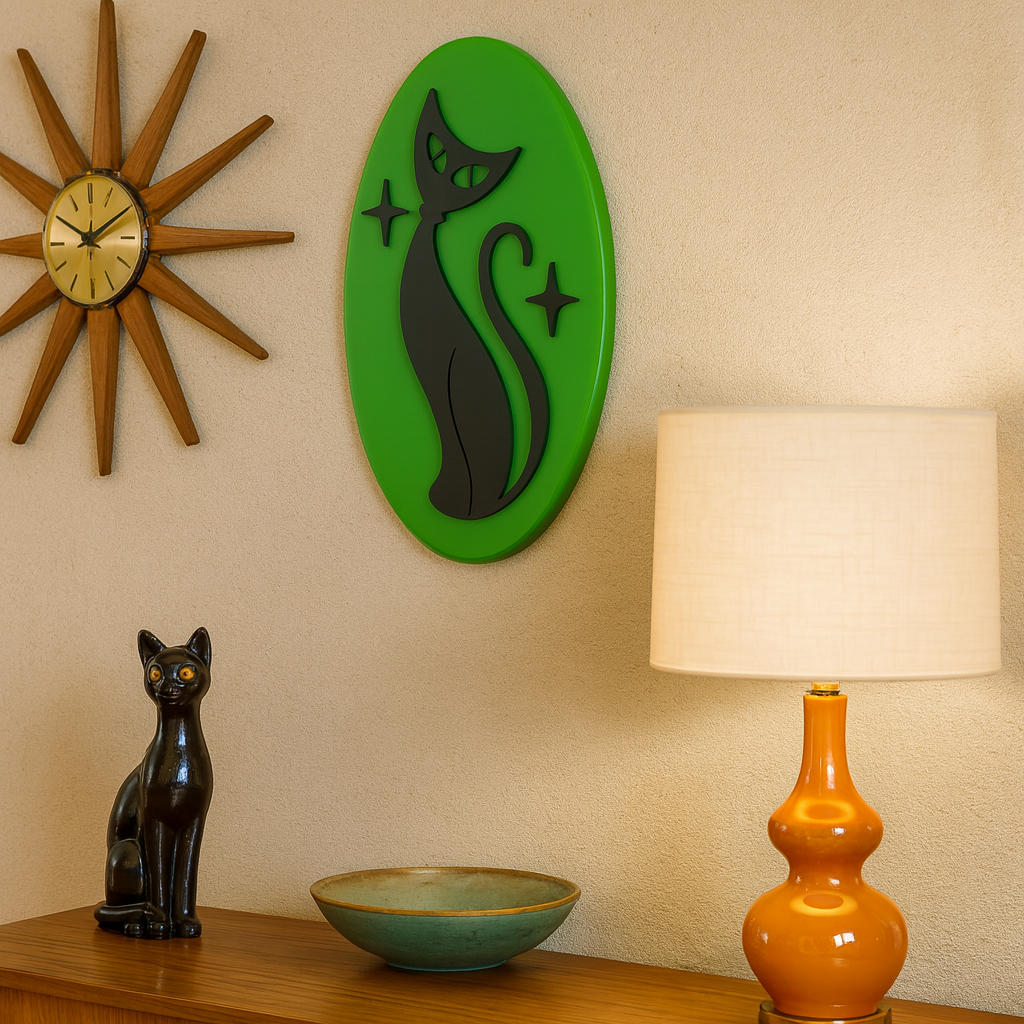 Retro Atomic Cat Wall Plaque