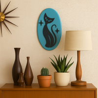 Retro Atomic Cat Wall Plaque