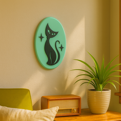 Retro Atomic Cat Wall Plaque
