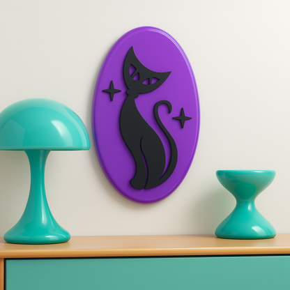 Retro Atomic Cat Wall Plaque