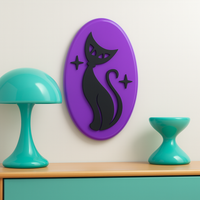 Retro Atomic Cat Wall Plaque