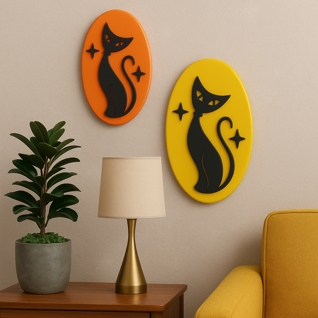 Retro Atomic Cat Wall Plaque