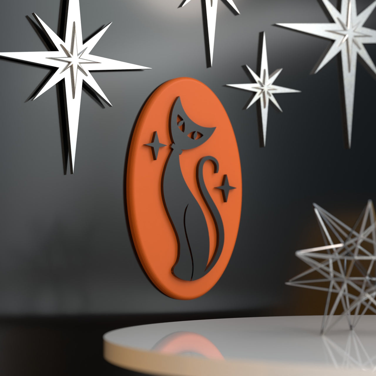 Retro Atomic Cat Wall Plaque