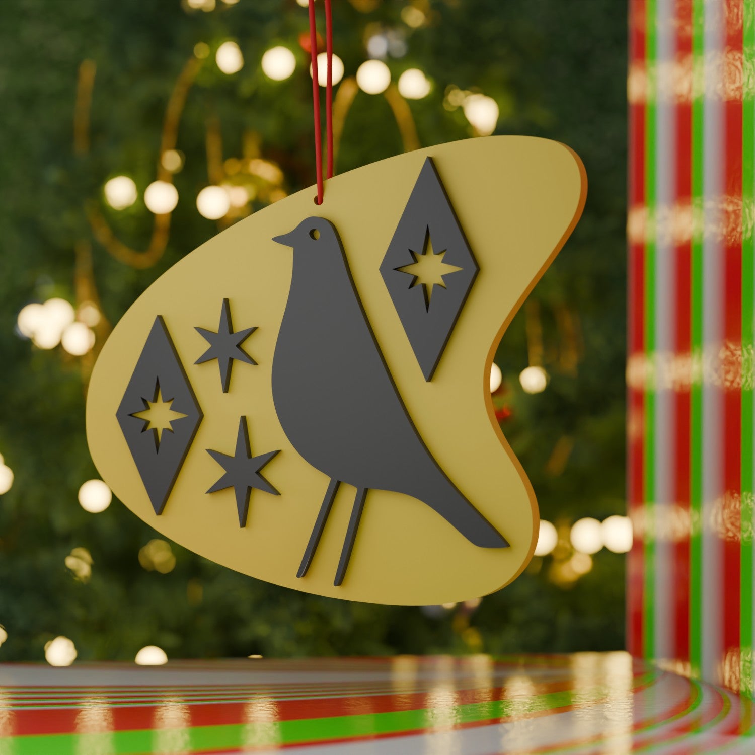 Retro Atomic Bird Tree Ornament