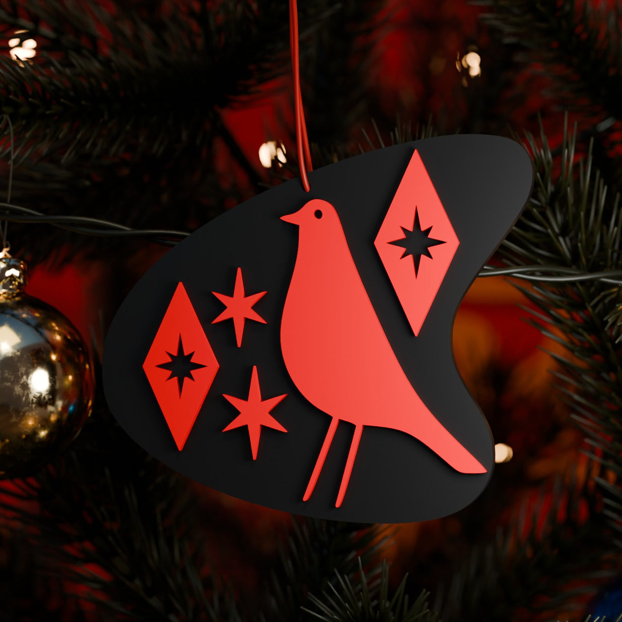 Retro Atomic Bird Tree Ornament
