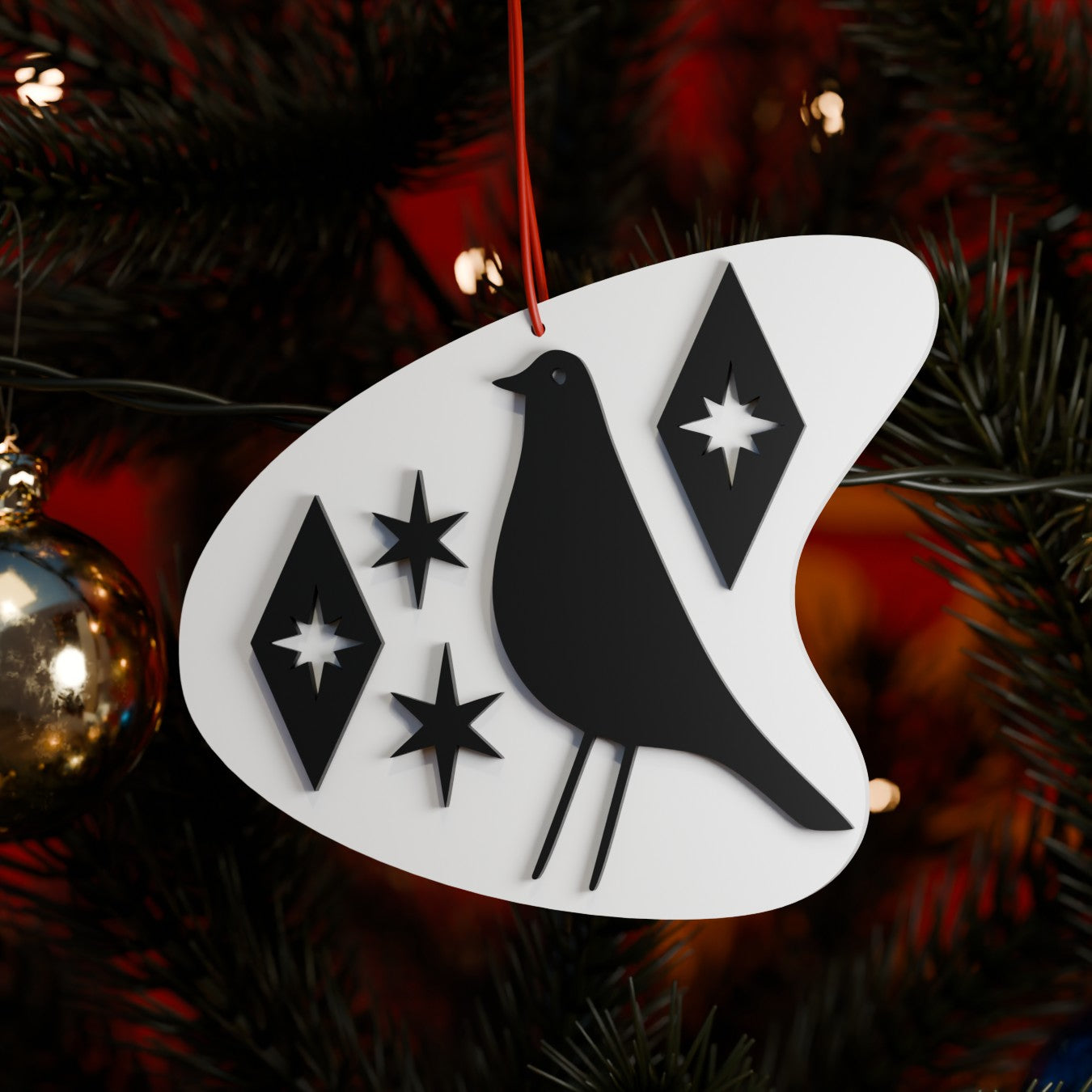 Retro Atomic Bird Tree Ornament