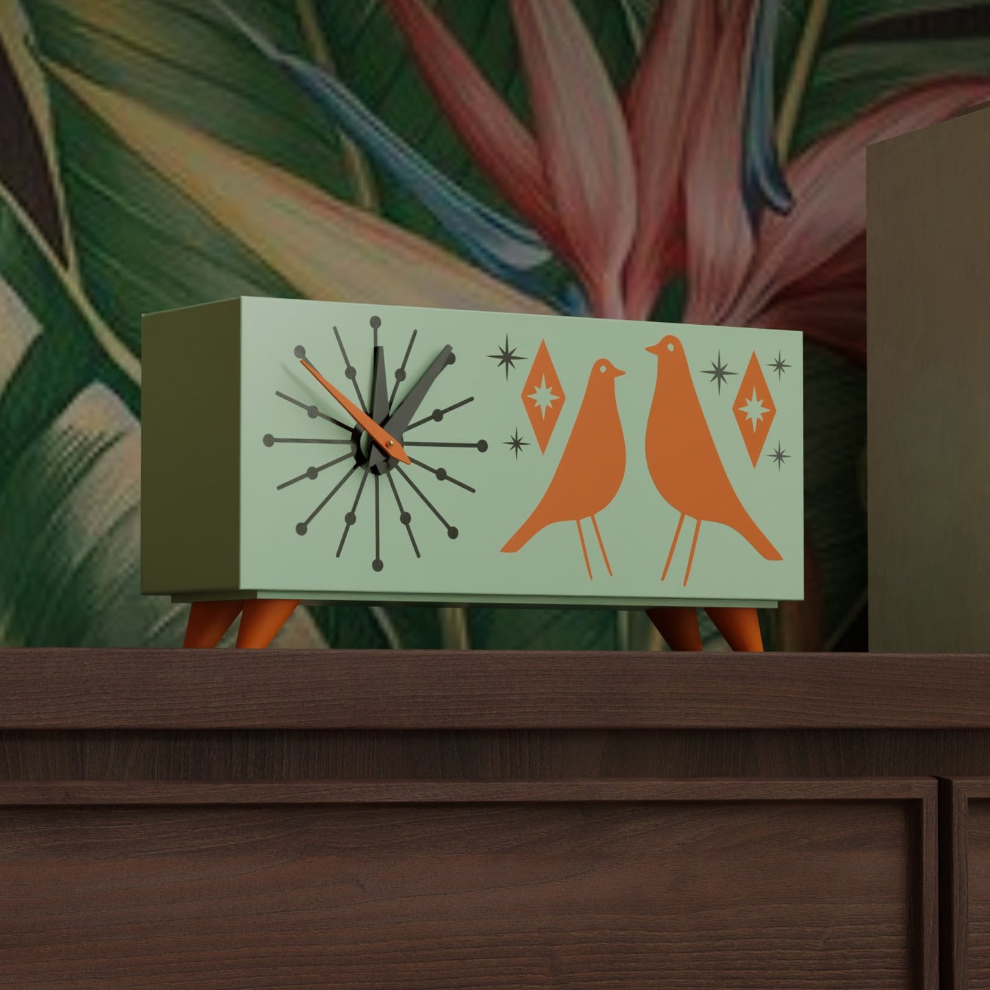 Atomic Bird Retro Mid-Century Modern Atomic Space-Age Clock