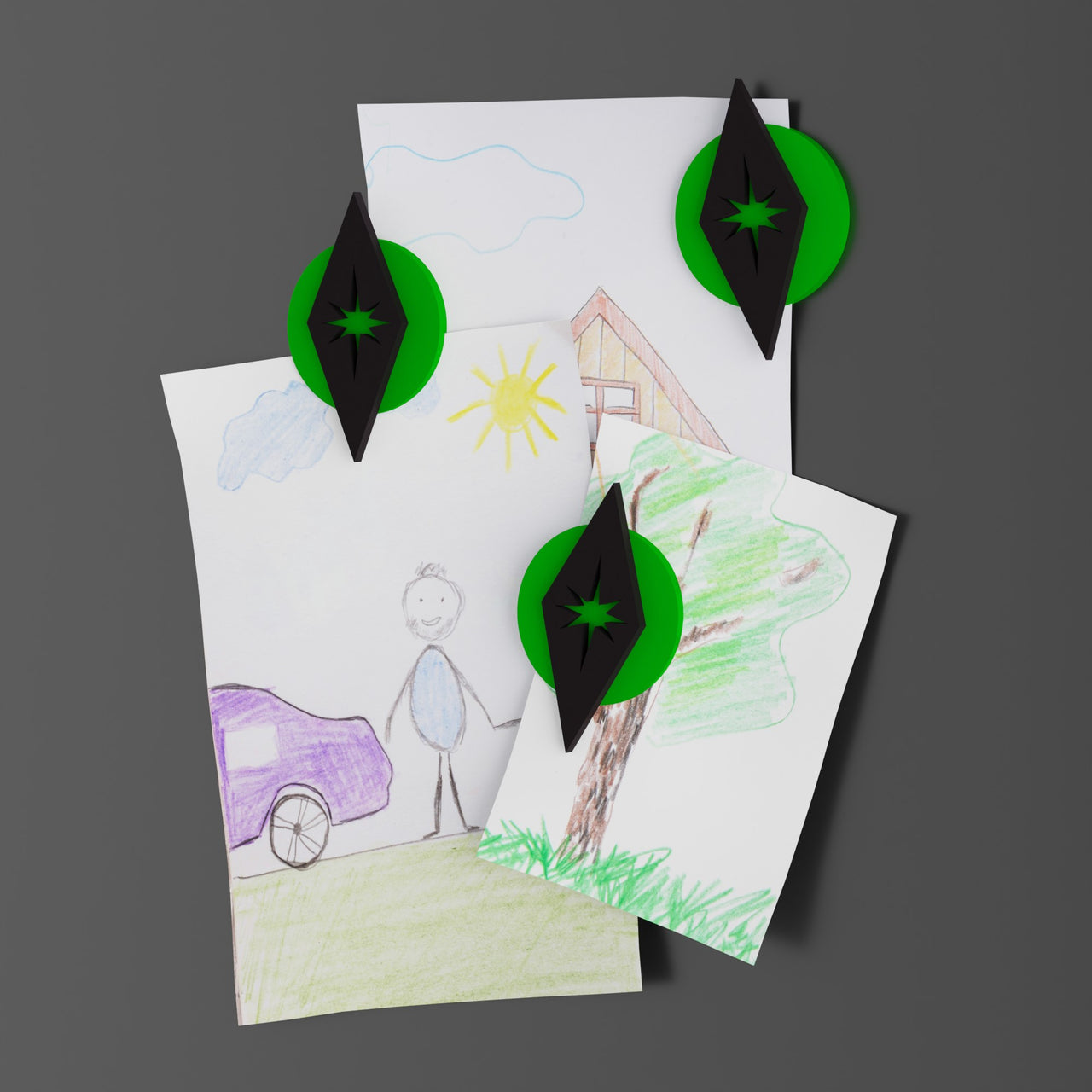 Space Age Circular Diamond Magnet Set (Set of 3)