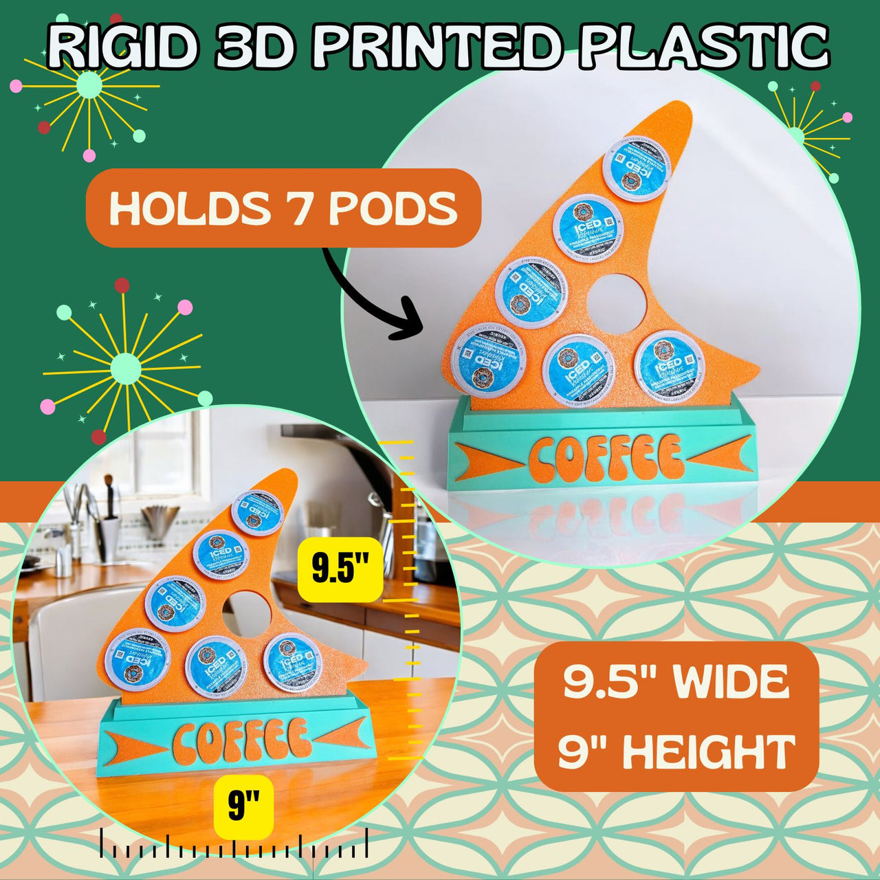 Retro Style Boomerang Coffee Pod Holder for K-Cups