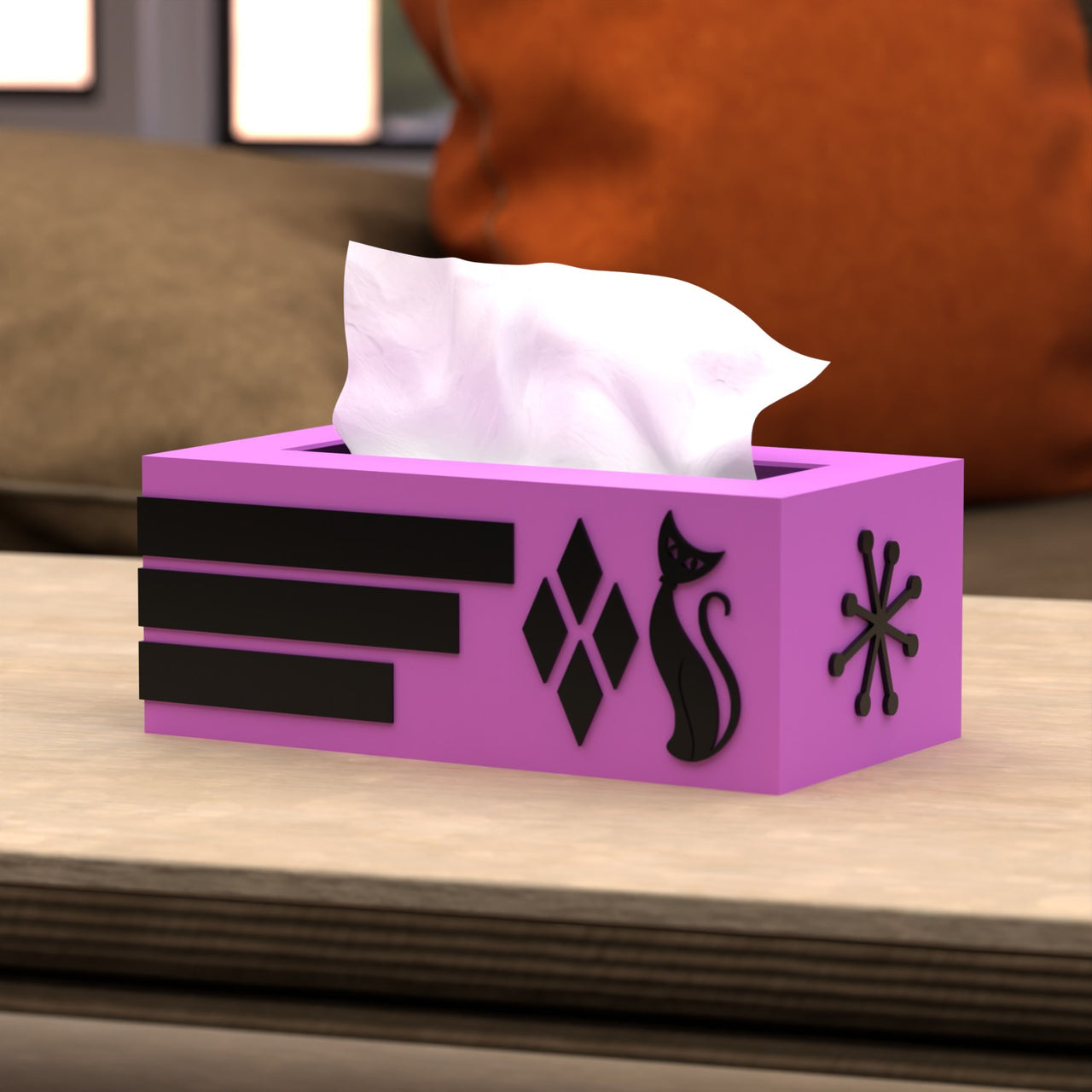 Atomic Cat Retro Rectangle Tissue Box Cover