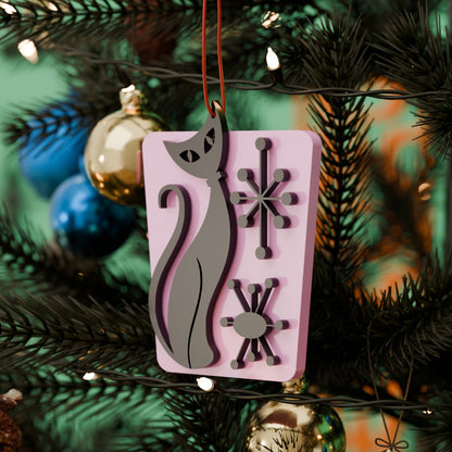 Atomic Cat Mid Century Modern Holiday Ornament