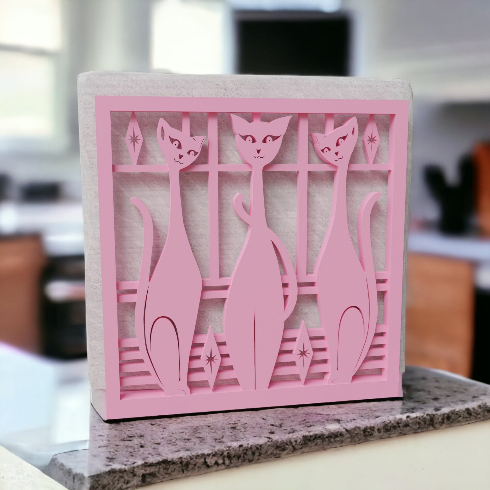 Mid Century Modern Retro Style Atomic Cat Napkin Holder Retro Layers