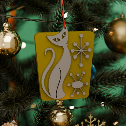 Atomic Cat Mid Century Modern Holiday Ornament