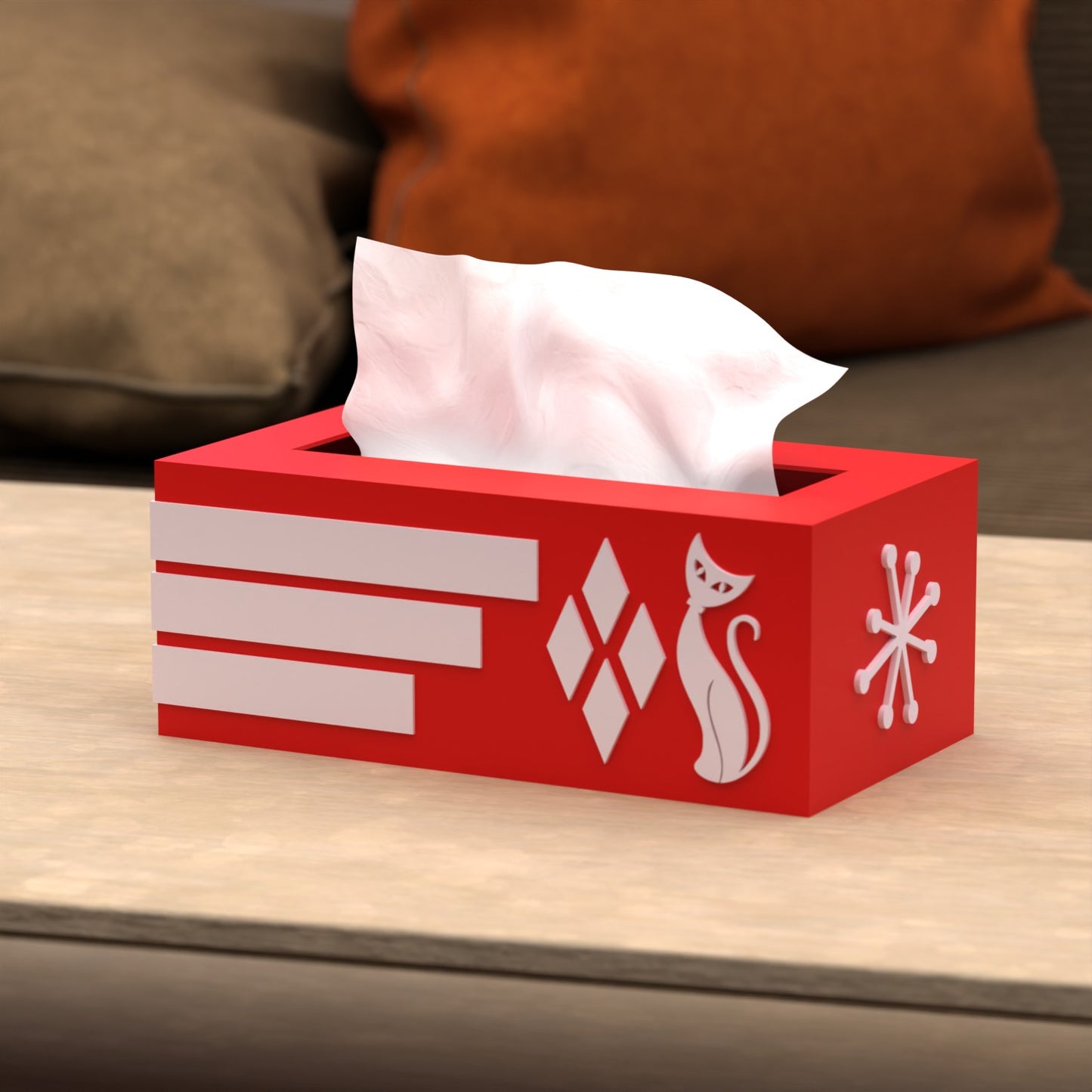 Atomic Cat Retro Rectangle Tissue Box Cover