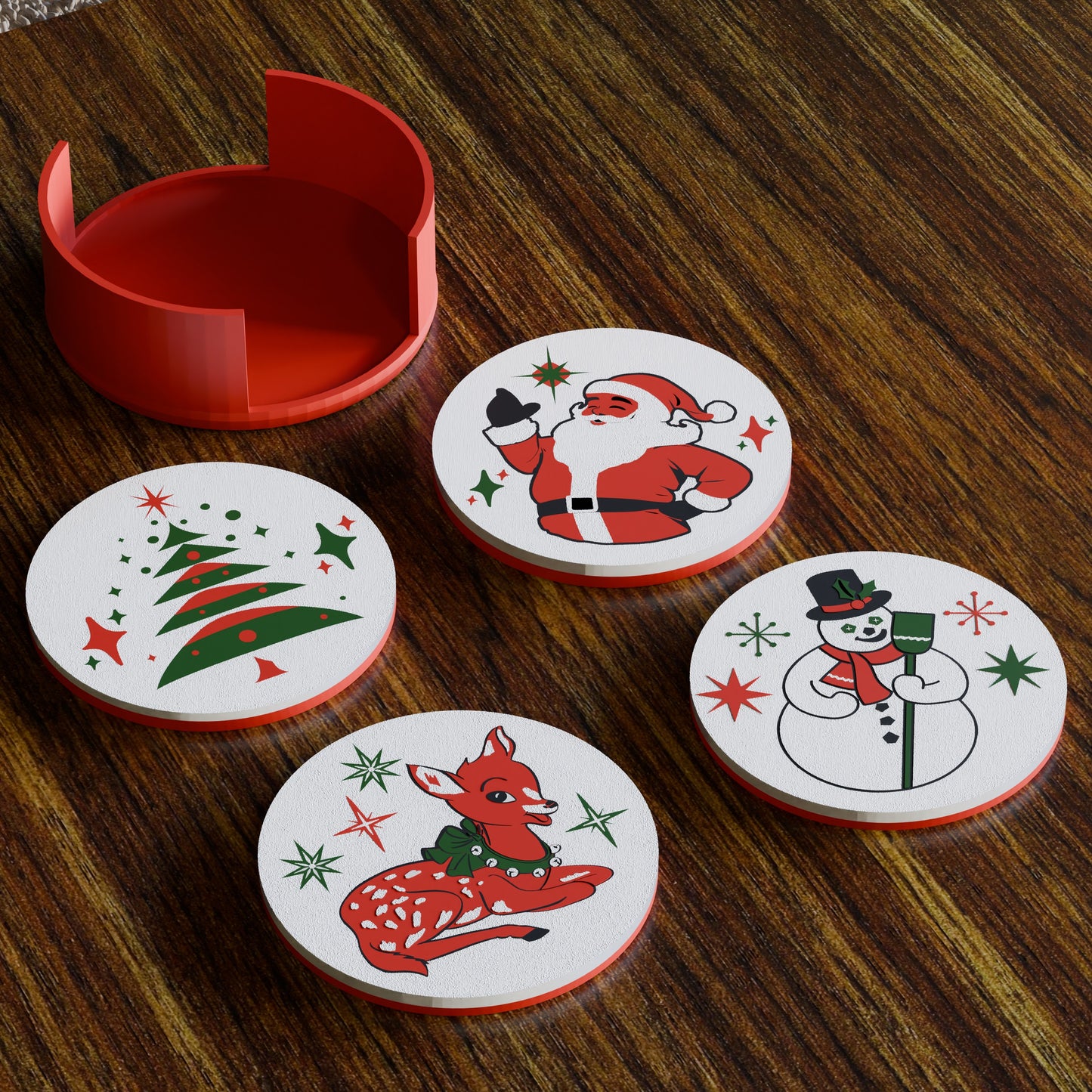 Retro Christmas Coasters Set of 4