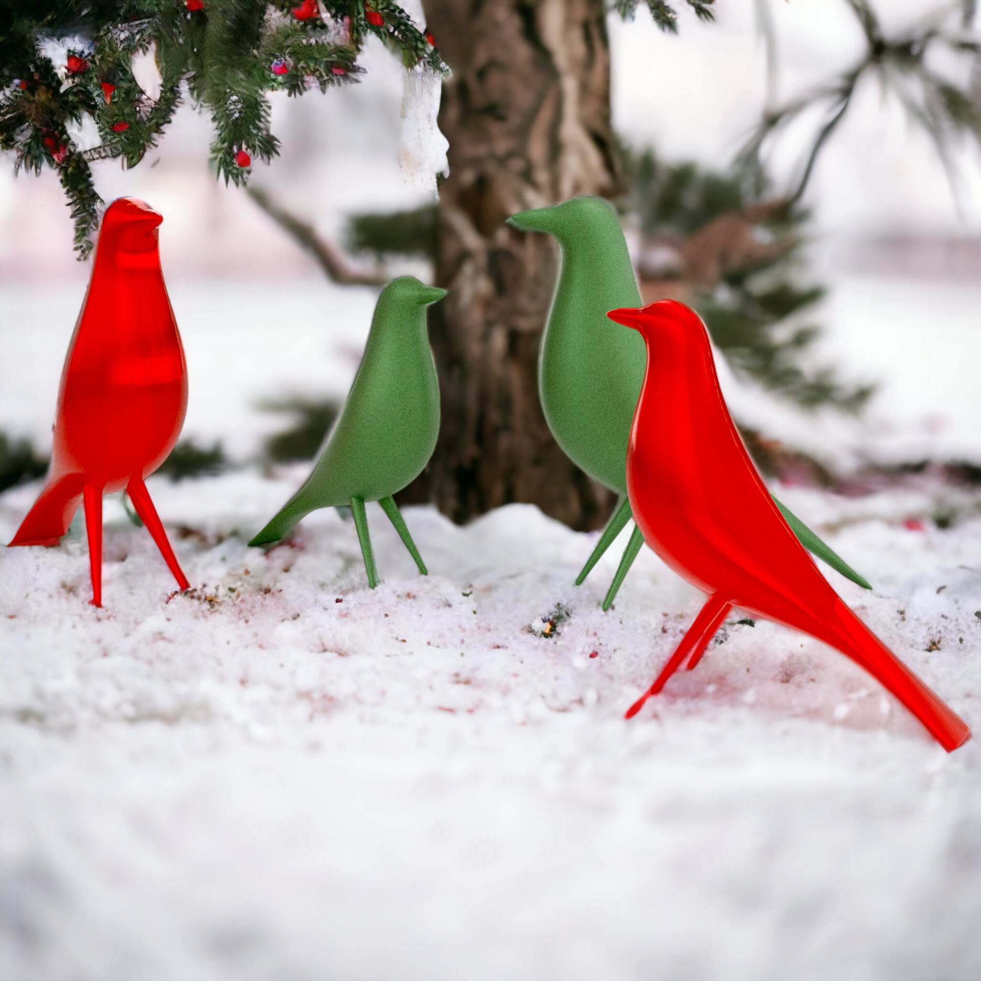 Minimalist Eames Style Holiday Birds
