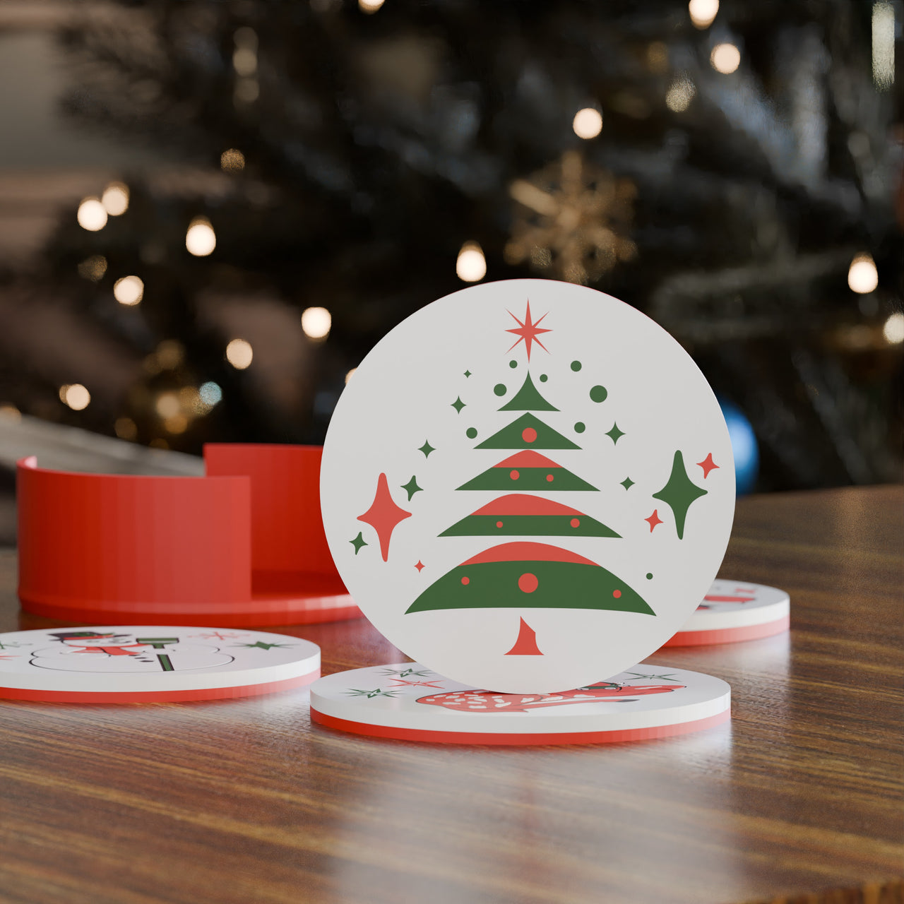 Retro Christmas Coasters Set of 4