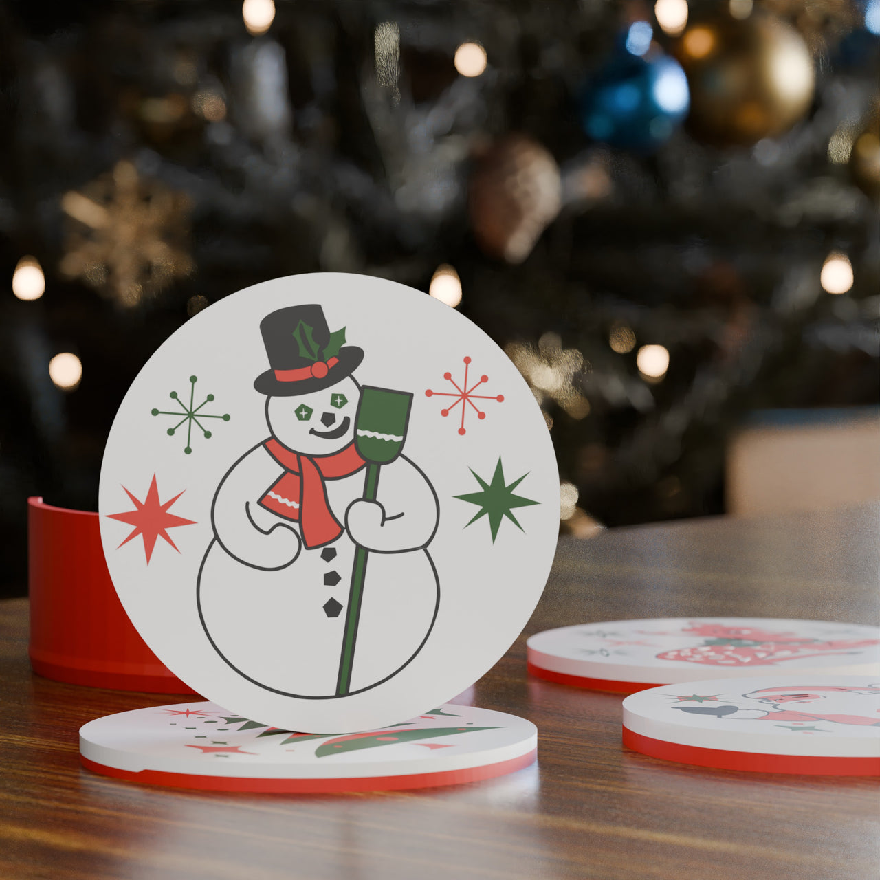 Retro Christmas Coasters Set of 4