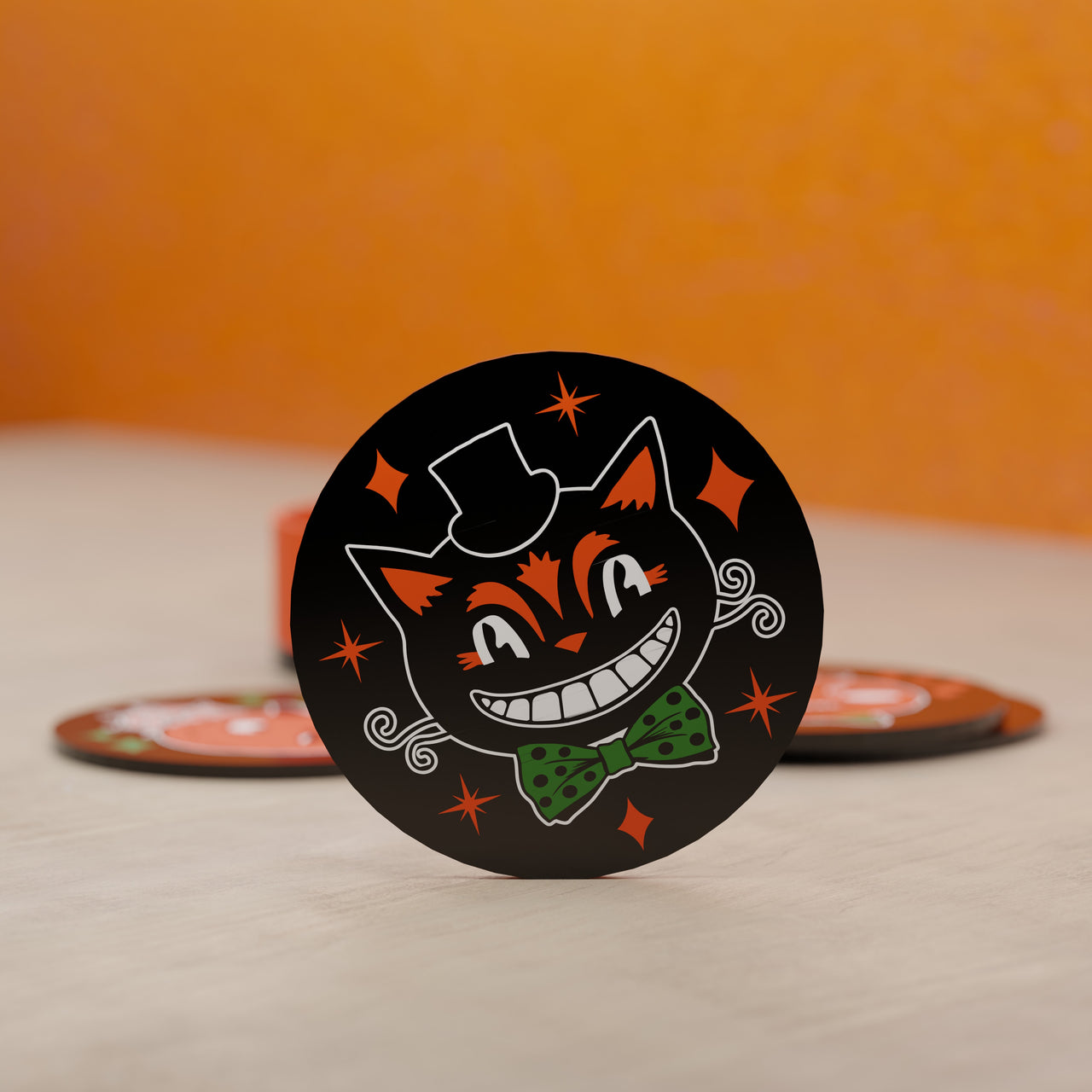 Retro MCM Style Halloween Cartoon Coaster Set of 4