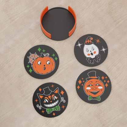 Retro MCM Style Halloween Cartoon Coaster Set of 4